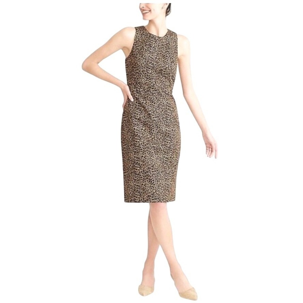 J.Crew Womens Leopard Print Sleeveless Sheath Dress Brown Black 2 Siren Mob Wife